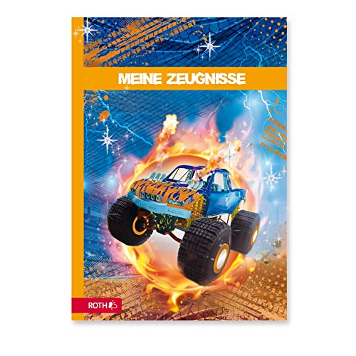 ROTH Zeugnismappe Monstertruck mit Folieneffekt - mit 10 A4 Klarsichthüllen, dokumentenecht -Dokumentenmappe von ROTH