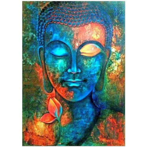 ROTRES DIY Diamond Painting Set Painting Bilder Statue Mit Zubehör für Voll Full Drill Strass Stickerei Diamant Malerei Kristall Erwachsene Home Wall Décor 30×40 cm(farbig) (Buddha-Diamant-Gemälde) von ROTRES