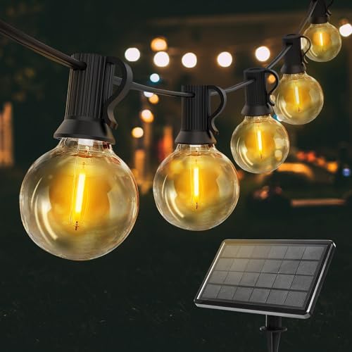 ROVLAK Solar Lichterkette Aussen Innen 30+4 LED Glühbirnen Lichterkette Außen 18M Garden Lichterkette Solar Outdoor Wetterfest Wasserdicht Solarlichterkette Deko für Party, Balkon, Haus, Hochzeit von ROVLAK