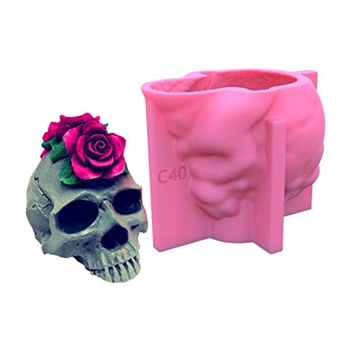 ROYJJ 3D-Kerzen-Form mit Rosen- und Totenkopf-Motiv, für Kerzen, Seife, Kerzen, Epoxidharz, handgefertigte Wachsseifenformen zur von ROYJJ