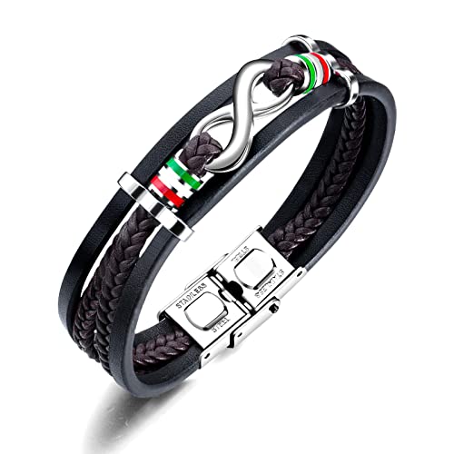 ROYJJ Mehrschichtiges Lederarmband mit Magnetverschluss Armband Manschette Armreif Persönlichkeitsarmband Geflochtenes Lederarmband Herren von ROYJJ