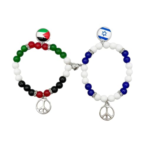 ROYJJ Set mit 2 ISR PLE Anhänger-Armbändern, Magnetverschluss, Handkette, bunte Perlen, Armreif, Paar-Armbänder von ROYJJ