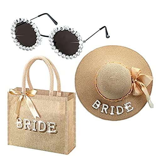 RPFROP Bachelorette Party Sonnenbrille Strohhut Taschenset Braut Wird Junggesellinnenabschied Brautparty Tasche Junggesellinnenabschied Verlobung von RPFROP