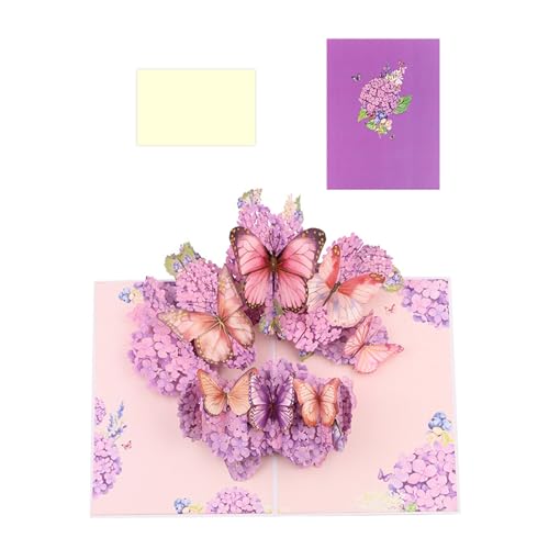 RPFROP Einzigartige 3D-Blumen- und Schmetterlingskarte, elegante visuelle Wirkung, 3D-Schmetterlings- und Blumen-Karte für Geburtstage, Jubiläen von RPFROP