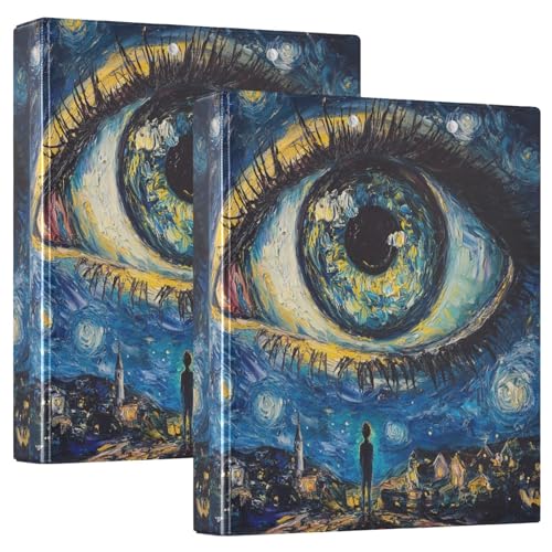 Beautiful Eye Starry Night Style Blue 3-Ring-Ordner, D-Ringbuch mit Taschen, dekorative Ordner für Schule, Uni oder Büro, 2 Stück Beautiful Eye Starry Night Style Blue 3-Ring-Ordner, D-Ringbuch mit Taschen, dekorative Ordner für Schule, Uni oder Büro, 2 Stück von RPLIFE