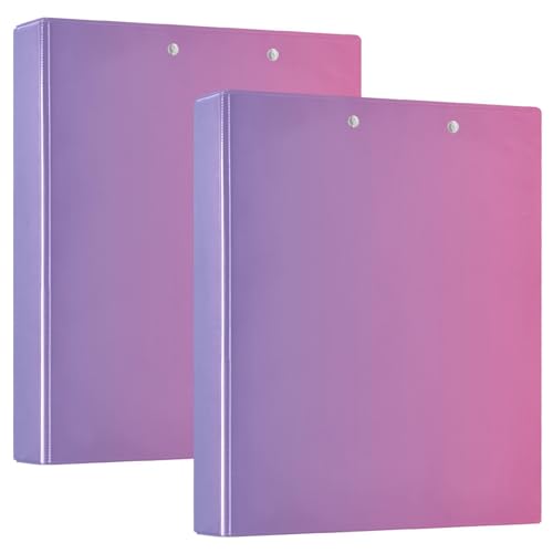 Blau-rosa Farbverlauf, 3-Ringbuch, D-Ringordner, flexibler Ordner, Kunststoffordner, 3-Ringbuch mit Taschen (2er-Pack) von RPLIFE