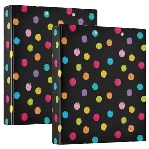 Crayon Polka Dots Schwarz 3-Ringbuch 3,8 cm D-Ringbuch Flexibler Ordner Kunststoff 3-Ringbuch 3-Ringbuch 3-Ringbuch mit Klemmbrett (2 Stück) von RPLIFE