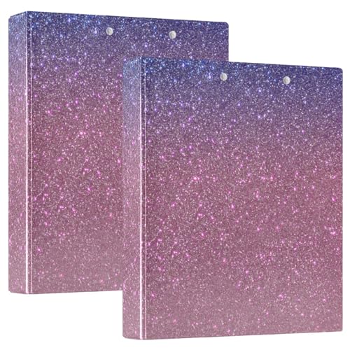 Girly Blau Rosa Glitzer Farbverlauf Drei-Ringbuch D-Ringbuch Flexibler 3-Ringordner Plastikordner 3-Ringbuch mit Klemmbrett von RPLIFE