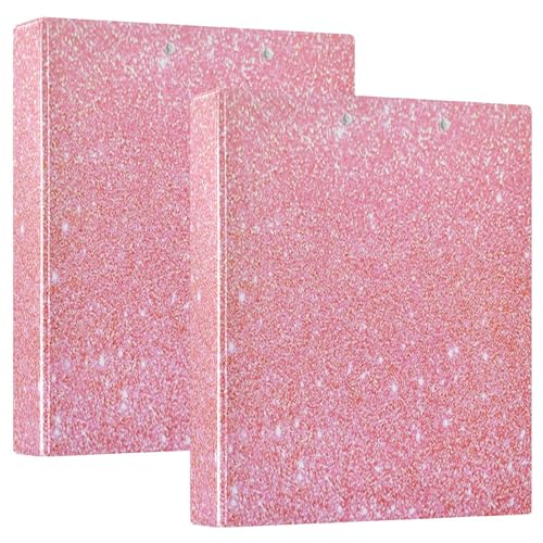 Glitter Pink Drei-Loch-Ordner, D-Ringbuch, großer Ordner, 3-Ringbuch mit Taschen, Schulordner (2 Stück) von RPLIFE