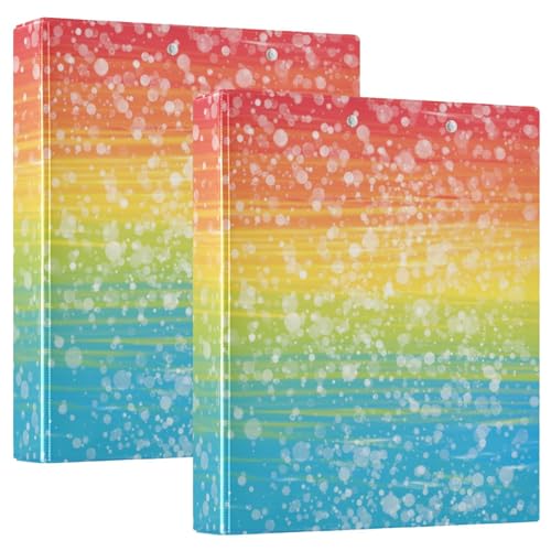 Glitzer-Regenbogen, 3,8 cm, 3-Ringordner, D-Ringbuch, großes Drei-Ringbuch, 3-Ringbuch mit Klemmbrett, Büro-Ordnerbedarf (2 Stück) von RPLIFE