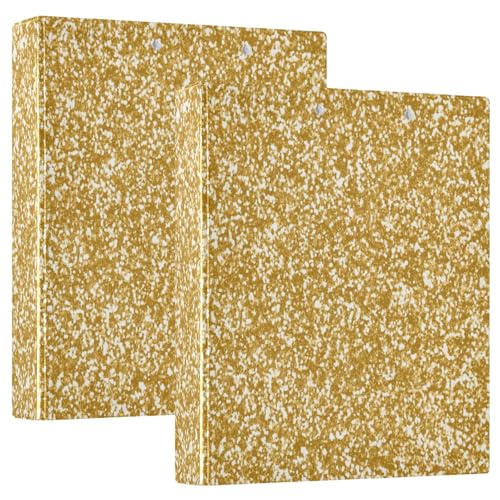 Gold Glitter 3,8 cm 3-Ringbuch, D-Ringordner, flexibler 3-Ringordner, Kunststoff-Ordner, 3-Ringbuch mit Klemmbrett von RPLIFE