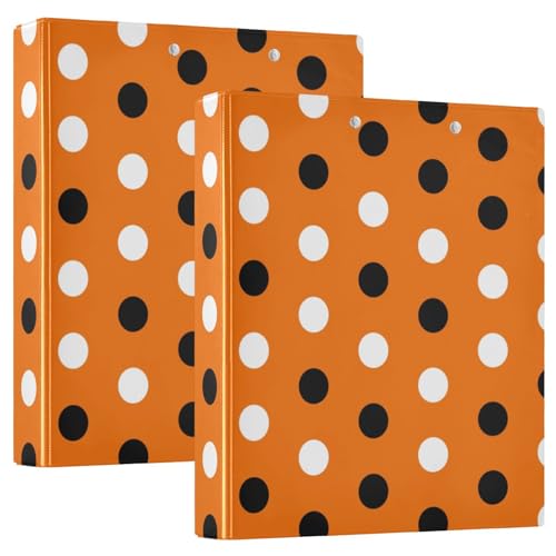 Halloween Polka Dot 3,8 cm 3-Ringbuch, D-Ringbuch, großer Ordner, 3-Ringbuch mit Taschen, Ordner für Schule, 3-Ringbuch (2 Stück) von RPLIFE