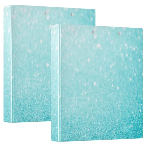 Hellblau glitzernde 3-Ringbücher 3,8 cm, D-Ringbuch, 3-Ringbuch mit Taschen, flexibler 3-Ringbuch, großes Drei-Ringbuch (2 Stück) von RPLIFE