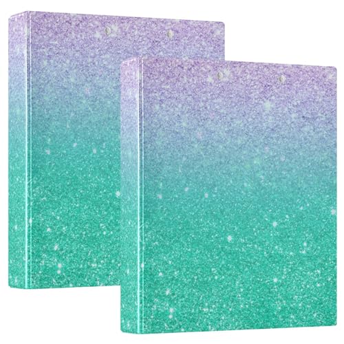 Lila Blaugrün Aqua Glitzer Farbverlauf 3 Ringbücher 3,8 cm D-Ringbuch Flexibler 3-Ringordner Dekorative Ordner 3-Ringbuch 3-Ringbuch mit Taschen von RPLIFE