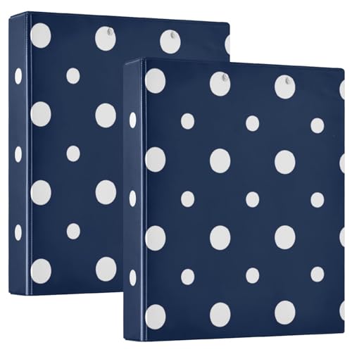 Navy Blue Polka Dots Drei-Loch-Ordner, D-Ringbuch, flexibler Ordner, 3-Ringbuch dekorativ, 3-Ringbuch mit Taschen von RPLIFE