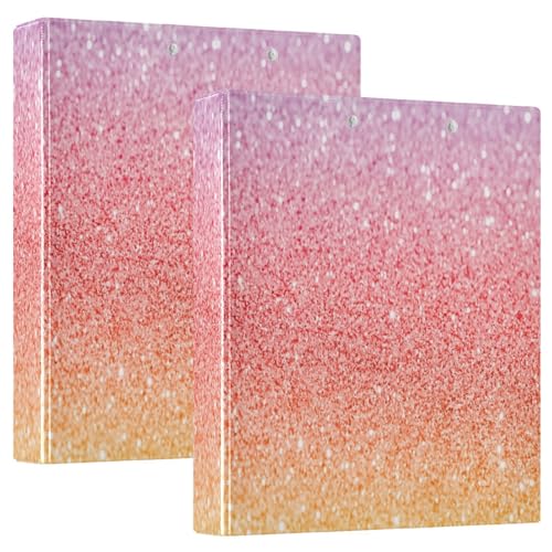 Pastell-Glitzer-Drei-Loch-Ordner, D-Ringordner, flexibler 3-Ringordner, Kunststoff-Ordner, 3-Ringbuch mit Taschen (2er-Pack) von RPLIFE