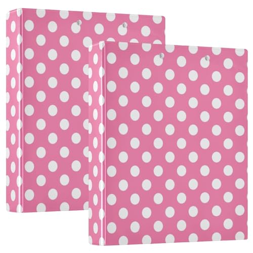 Polka Dots Pink Drei-Loch-Ordner, D-Ringbuch, große Ordner, 3-Ringbuch mit Taschen, Schule 3-Ringbuch von RPLIFE