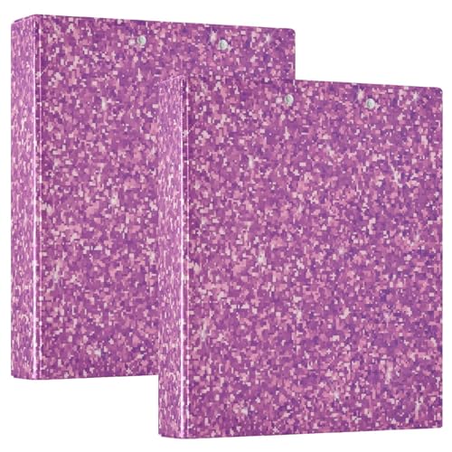 Purple Pixels Glitter Drei-Loch-Ordner, D-Ringbuch, großes 3-Ringbuch, 3-Ringbuch mit Klemmbrett, Schulordner von RPLIFE