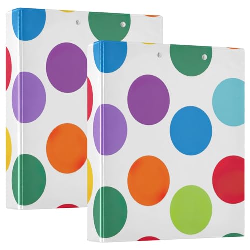 Rainbow Polka Dots Drei-Ringordner, D-Ringordner, flexibler Ordner, professioneller 3-Ringbuch, 3-Ringbuch mit Klemmbrett von RPLIFE