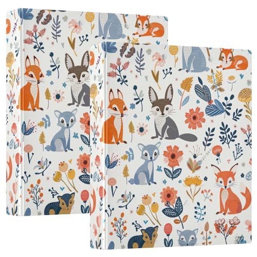 Ringbuch mit 3 Ringen, 3,8 cm, niedliche Tiere, Fuchs, Blumen, Weiß, D-Ringbuch mit Klemmbrett, große 3 Ordner für Schule, Uni, Büro Ringbuch mit 3 Ringen, 3,8 cm, niedliche Tiere, Fuchs, Blumen, Weiß, D-Ringbuch mit Klemmbrett, große 3 Ordner für Schule, Uni, Büro von RPLIFE