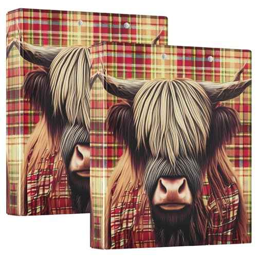 Ringbuch mit 3 Ringen, niedliches Hochlandkuh, D-Ringbuch mit Taschen, große 3-Ringbücher für Schule, Uni, Büro, 2 Stück Ringbuch mit 3 Ringen, niedliches Hochlandkuh, D-Ringbuch mit Taschen, große 3-Ringbücher für Schule, Uni, Büro, 2 Stück von RPLIFE
