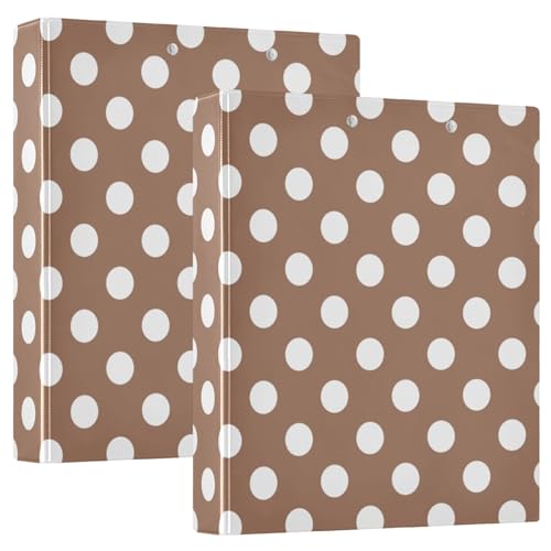 Weiß Braun Retro Polka Dot 3-Ringbuch D-Ringbuch Flexibler 3-Ringordner Plastikordner 3-Ringbuch mit Taschen von RPLIFE