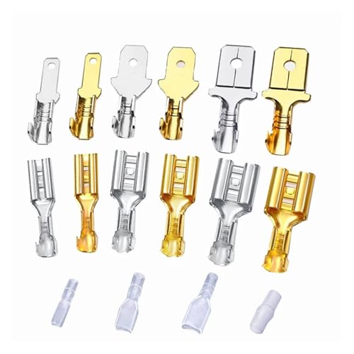 RQLVZHGK 100Pcs/Lot 2.8/4.8/6.3mm Female and Male Crimp Terminal Brass Car Speaker Wire Connectors and Insulating Sheath MAYAIYIN(2.8mm Golden,100Pcs Female) von RQLVZHGK