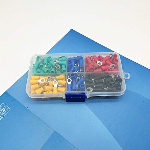 RQLVZHGK 100pcs/lot RV2-6 Kit Cold Pressed terminal O-Type Connector Copper Nose Wire terminal with sheathed Copper terminal Head. MAYAIYIN von RQLVZHGK