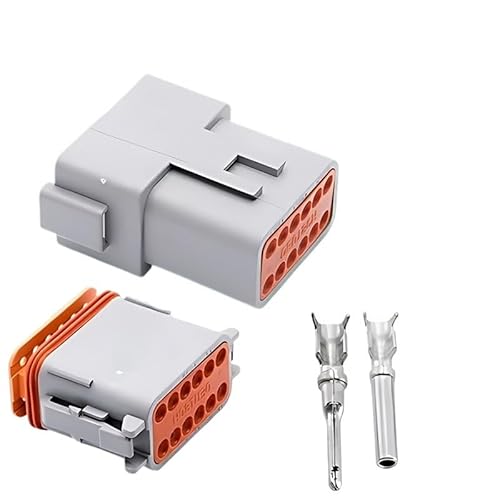 RQLVZHGK 12P 12Pin 22-16AWG Waterproof Automobile Wire Connector DT06-12S DT04-12P Male and Female Heads Socket Terminal MAYAIYIN(DT04-12P DT06-12S,100 Sets) von RQLVZHGK