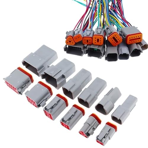 RQLVZHGK 1set Connector DT06-2S/DT04-2P 2P 3P 4P 6P 8P 12P Waterproof Electrical Connector for car Electronic Starter with Pins 22-16AWG with Wires MAYAIYIN(10) von RQLVZHGK