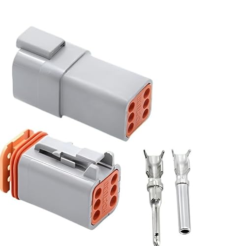 RQLVZHGK 6P 6Pin 22-16AWG Waterproof Automobile Wire Connector DT06-6S DT04-6P Male and Female Heads Socket WithTerminal MAYAIYIN(DT04-6P DT06-6S,5 Sets) von RQLVZHGK