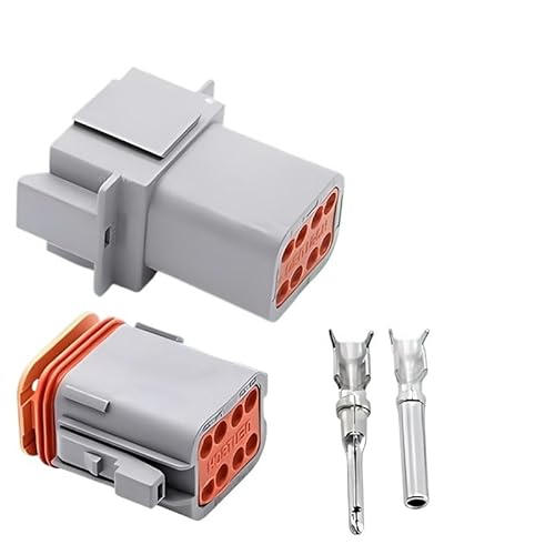 RQLVZHGK 8P 8Pin 22-16AWG Waterproof Automobile Wire Connector DT06-8S DT04-8P Male and Female Heads Socket WithTerminal MAYAIYIN(DT04-8P,100 Sets) von RQLVZHGK