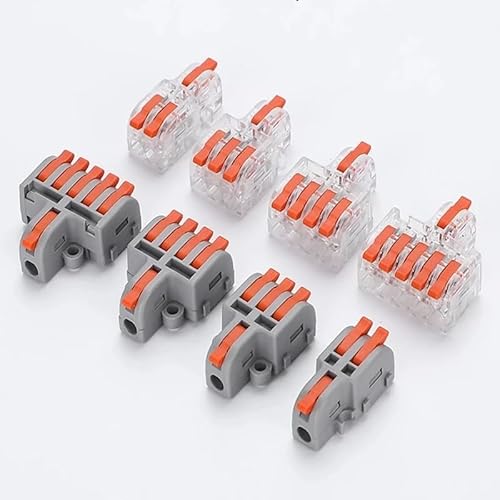 RQLVZHGK Fast Compact Conductor Junction Box Spring Splice Terminal Block Push-in Wire Connector Cable Splitter 1 in 3/4 Out MAYAIYIN(DF-12,One Size) von RQLVZHGK