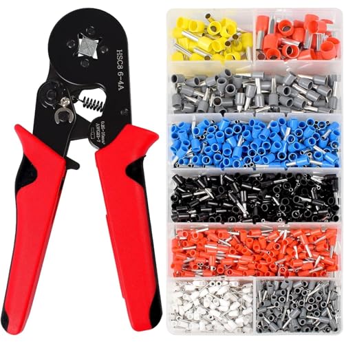 RQLVZHGK Ferrule Crimping Tool Kit,Wire Ferrules Crimpers Pliers Kit, Ratchet Tools with Terminals Connectors AWG24-10 Wiring connectors MAYAIYIN(1 kit) von RQLVZHGK