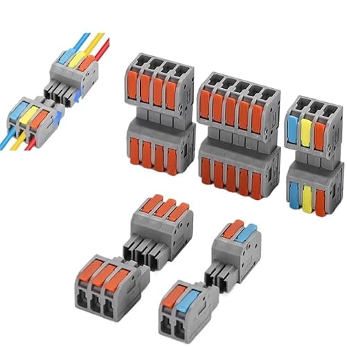 RQLVZHGK Male Female Docking Quick Wire Connector Compact Electrical Wiring Connectors Push-in Conductor Terminal Block MAYAIYIN(DF2604D-3 Colour) von RQLVZHGK