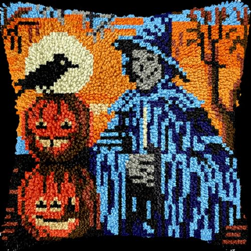 RRHCW Knüpfkissen Zum Selber Knüpfen Knüpfen Set Knüpfteppiche Halloween Schloss 3D Handgemachte Geschenke Knüpfteppich Für Kinder Und Erwachsene Knüpfset 43Cm X 43Cm-O||43x43cm/17x17in von RRHCW