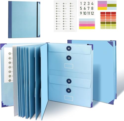 Folio File Folders with Pockets - File Organizer for Paper,Family Important Documents Organizer for Birth Certificate, Estate Planning, in Case I Go Missing Binder-Blue von RROFKA