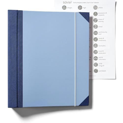 Folio Ordner mit Taschen–Aktenordner für Papier wichtige Familiendokumente Organizer für Geburtsurkunden, Nachlassplanung in Case I Go Missing Binder-Blau von RROFKA