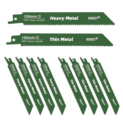 RRRST 10tlg 150mm Säbelsägeblatt Metall Set, 5tlg 14TPI Geeignet für Heavy Metall Schneiden, 5tlg 18TPI Geeignet für dünn Metall Schneiden, Einfach & Langlebig von RRRST