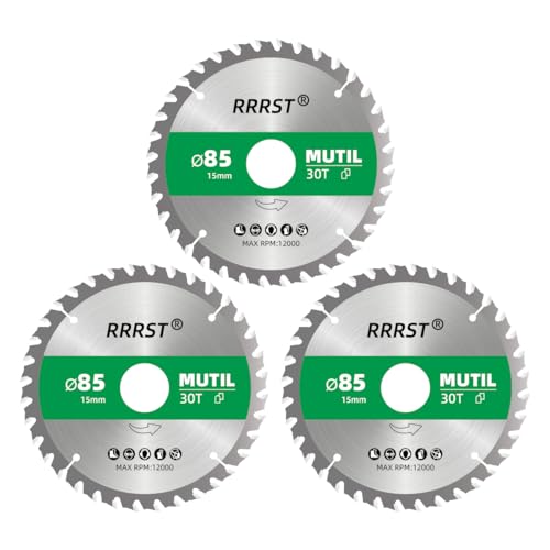 RRRST 3Stück Sägeblatt Kreissägeblatt 85 x 15 mm, 30 Zähne - Multi Material Feinschnitt - für Aluminium, Kupfer, NE-Metalle, Holz, Sperrholz, Fußleisten, Laminat uvm von RRRST