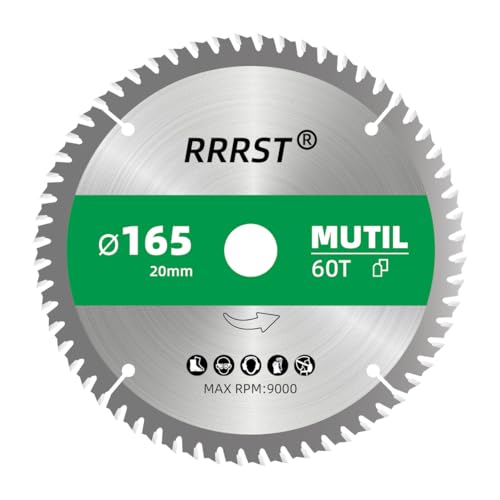 RRRST Sägeblatt Kreissägeblatt 165 x 20 mm, 60 Zähne - Multi Material Feinschnitt - für Aluminium, Kupfer, NE-Metalle, Holz, Sperrholz, Fußleisten, Laminat uvm von RRRST