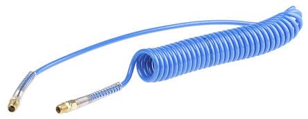 RS PRO CPC Polyurethan Spiralschlauch Blau mit BSPT 3/8 Anschluss, Innen-Ø 8mm x 2m, 10bar von RS PRO