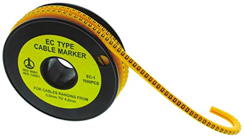 RS PRO Kabel-Markierer, aufsteckbar, Beschriftung: T, Schwarz auf Gelb, Ø 3.5mm - 7mm, 5mm, 500 Stück, Packung a 500 Stück von RS PRO
