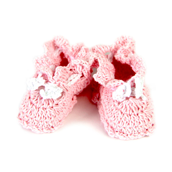 Babyschühchen in Rosa aus Baumwolle, 1 Paar, 6cm x 3cm x 2,5cm von RS-Segelken