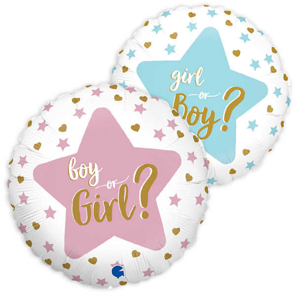 Folienballon "Boy or Girl?" zur Gender Reveal Party, Ø 35cm von RS-Segelken