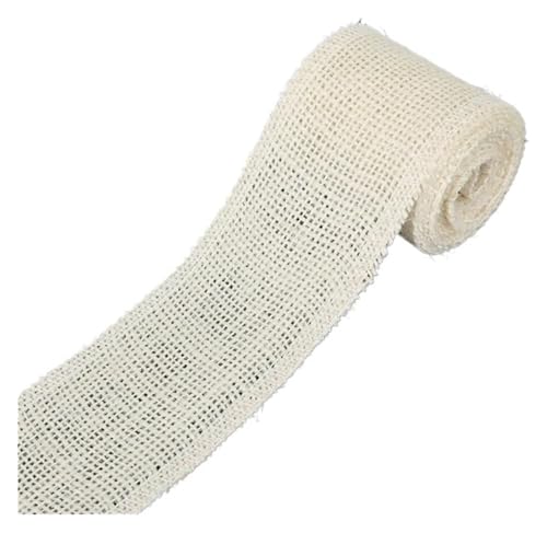 RSRSR Sackleinenband, Sackleinenrolle, 2 m, natürliche Jute-Sackleinenspitze, 6 cm, Juteband, Sackleinenband, Zierband, rustikale Hochzeitsdekoration, Event- und Partyzubehör (rot)(Beige) von RSRSR