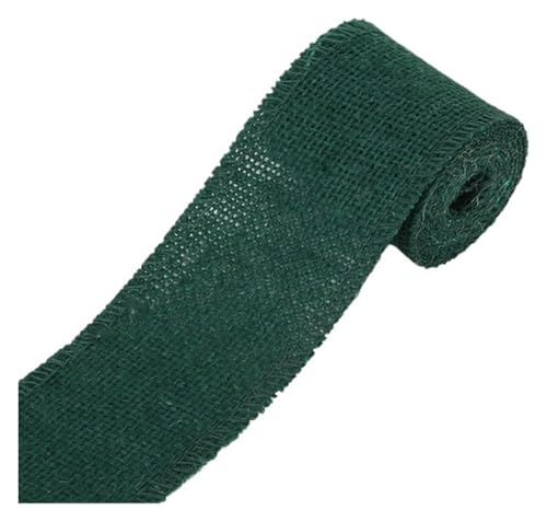 RSRSR Sackleinenband, Sackleinenrolle, 2 m, natürliche Jute-Sackleinenspitze, 6 cm, Juteband, Sackleinenband, Zierband, rustikale Hochzeitsdekoration, Event- und Partyzubehör (rot)(Dark Green) von RSRSR