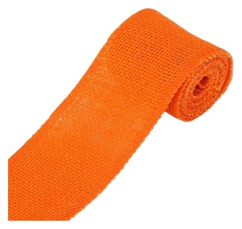 RSRSR Sackleinenband, Sackleinenrolle, 2 m, natürliche Jute-Sackleinenspitze, 6 cm, Juteband, Sackleinenband, Zierband, rustikale Hochzeitsdekoration, Event- und Partyzubehör (rot)(Orange Yellow) von RSRSR