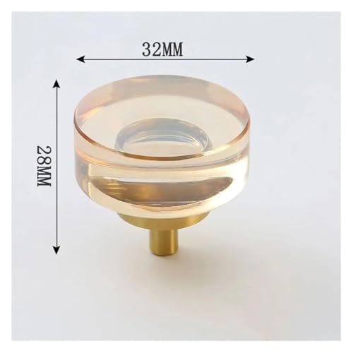 RSRSR Schrankknöpfe, Schubladenknöpfe, 4 Stück, Kristallglas-Möbelgriff, goldene Basis, Einloch-Küchenschrankknöpfe, Champagner-transparent, Luxus-Garderobengriffe (klar-D)(Champagne-h) von RSRSR