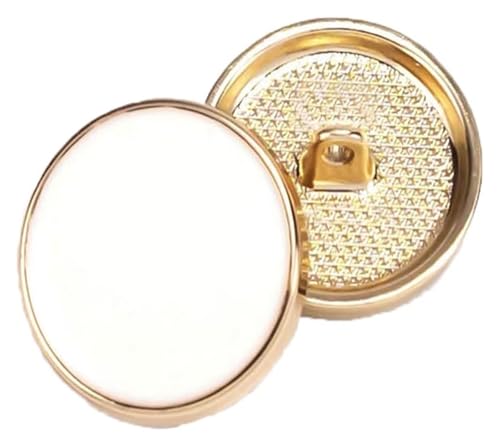 Runde Knöpfe for Kleidung, Nähen, Metallknöpfe, Jacken-Metallknöpfe for Männer und Frauen, Damen-Anzugknöpfe, Goldweiß, 23 mm, 10 Stück(Gold White,11.5 mm 10pcs) von RSRSR